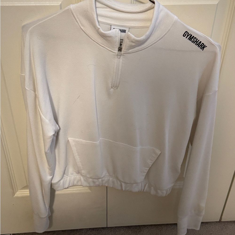 Gymshark Women's White Half-Zip Sweatshirt